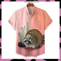 ราคา เสื้อเชิ้ตแขนสั้นผู้ชาย ออกแบบลายแมวการ์ตูน ทำจากผ้าลินินคุณภาพดี สบายเมื่อสวมใส่ (45358614709)
