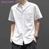 ราคา เสื้อเชิ้ตผู้ชายคอจีนแขนสั้น ผ้าOxford ทำงาน เสื้อนักศึกษาชาย สวมใส่สบาย เสื้อโปโลแขนสั้นลําลอง (29512614648)