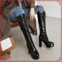 ราคา ร้านไทย รองเท้าบูทหนังเงา ผูกเชือกมีซิป สูง4นิ้ว สีขาว ดำ size35 43 A13 4 นักร้อง แดนซ์เซอร์ โคโยตี้ ดรัมเมเยอร์ (56755608196)