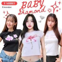 ราคา Baby Tee S M เสื้อยืดเบบี้ทีสกรีนปักเพชร ทรงสวยเข้ารูป เนื้อผ้ายืดเกรดดี ผ้านุ่มใส่สบาย (50907683484)