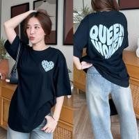 ราคา เสื้อยืดผ้าฝ้ายแท้ 100 สไตล์ขนาดใหญ่ ลายตัวอักษรรูปหัวใจ oversize T shirt สีดำและขาว สำหรับผู้ชายและผู้หญิง (54707850784)