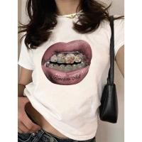 ราคา พร้อมส่ง เสื้อยืด baby tee เสื้อครอปสีพื้น CROP TOP เสื้อครอปแฟชั่น Timeless Art ลายปากสุดปัง คอตตอน 100 (42329383734)