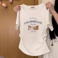 ราคา เสื้อบอดี้สูท เสื้อน่ารักๆผู้หญิง เสื้อสาวอวบ เสื้อยืดคอกลม เสื้อยืดทรงจีบธรรมดาสำหรับผู้หญิง บอดี้สูทผู้หญิงเสื้อยืดผู้ (48908351689)