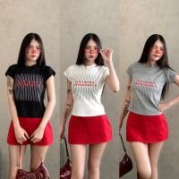 ราคา cotton100 เสื้อยืดผู้หญิง สกรีนลาย สไตล์ Y2K สุด พร้อมส่ง เสื้อทรงสลิมฟิต ผ้าร่องยืด รุ่น กิมจิร่อง2 ORI (41829265730)