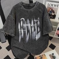 ราคา วินเทจคอกลมแขนสั้น T Shirt unisex ลาย เนื้อผ้านุ่มระบายอากาศดี แขนสั้น ผู้ชายเสื้อยืด oversize ฟอก วินเทจคอกลมแขนสั้น (49107868443)