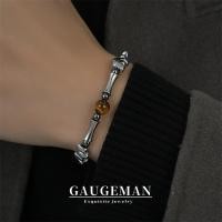 ราคา สร้อยข้อมือเหล็กไทเทเนียม ลูกปัด Obsidian ไม้ไผ่ และหินแตกต่างสานเข้าด้วยกัน สไตล์เรียบหรู SL281 (46307076606)