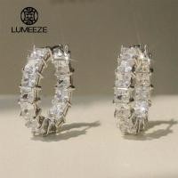 ราคา LUMEZE เจ้าหญิงสแควร์ Cubic Zirconia Hoop ต่างหูหรูหราอินเทรนด์หูวงกลมต่างหูผู้หญิงแฟชั่นอเนกประสงค์เครื่องประดับหญิง E2951 (40378032874)