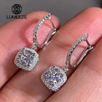 ราคา LUMEZE Square Shape Drop ต่างหู Brilliant เจ้าสาวหมั้นเครื่องประดับงานแต่งงาน Elegant หญิง Dangle ต่างหู Nice ของขวัญ E657 (41378007914)