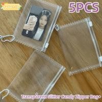 ราคา TOBE1 5PCS Card Sleeve Protector Shining พร้อมแขวนโซ่ Photo Card Holder ผู้ถือจอแสดงผล 3 นิ้ว PVC Candy Zipper Photo Card Display (49857174207)