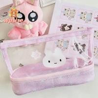 ราคา WPSISE กระเป๋าใส่ปากกา ดินสอสองชั้นโปร่งใส ฐานแนวตั้งทนทานความจุขนาดใหญ่สีชมพูดาวกระต่ายรูปแบบกระเป๋าเครื่องเขียนนักเร (54656857717)