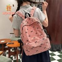 ราคา กระเป๋าเป้สะพายหลังผ้าลูกฟูก สไตล์เกาหลี พิมพ์โบว์ สายรัดปรับได้ ความจุมาก เหมาะสำหรับโรงเรียนมัธยม (55008285517)