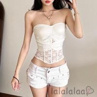 ราคา เสื้อยืดผู้หญิงแบบสายเดี่ยวด้านหน้าเปิด ทรง slim สีทึบสำหรับฤดูร้อน (54107127472)