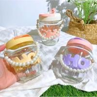ราคา แก้วกาแฟ 350ml พร้อมหลอดแก้ว ฝาปิด หูหิ้วสร้อยไข่มุก (55058005538)