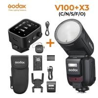 ราคา Godox V100 TTL HSS Li ion หัวกลมบนกล้องแสงแฟลช 100Ws เกียร์ไร้สาย Speedlite แฟลชสําหรับ Canon Nikon Sony Fuji (44958639616)