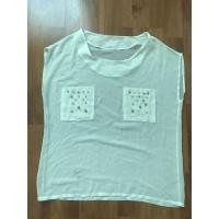 ราคา เสื้อผู้หญิง ผ้าบาง สีเหลืองครีม แต่งมุกที่กระเป๋า (28473736653)