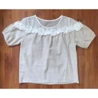 ราคา เสื้อแต่งลูกไม้ สีครีมน้ำตาล แขนตุ๊กตา (22826989433)
