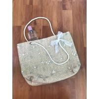 ราคา กระเป๋าสะพายสาน แต่งผ้าบางลายเดซี่ (20783334880)