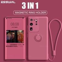 ราคา Magnetic Ring Holder Silicone Case For Samsung Galaxy S21 Plus S21 Ultra Soft Liquid Cover (9673303008)