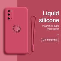 ราคา Magnetic Ring Holder Silicone Case For Samsung Galaxy Note 9 A50 A50S A30S A70 A70S Soft Liquid Cover (8973292252)