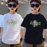ราคา ผ้าฝ้ายแท้ เสื้อยืดแขนสั้นผ้าฝ้ายแท้สำหรับเด็กผู้ชาย ทรงหลวม เหมาะสำหรับฤดูใบไม้ผลิและฤดูร้อน kids cotton t shirt (57307915861)