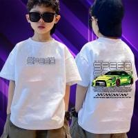 ราคา เสื้อยืดเด็ก ผ้าฝ้ายแท้ เสื้อยืดแขนสั้นเด็กผ้าฝ้ายทรงหลวมลายยอดนิยมพิมพ์ลายรถคุณภาพสูง 90 150ซม อายุ 3 12 ปี 1300 (50808318175)