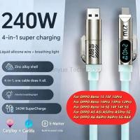 ราคา 240W ซิลิโคนดิจิตอล 4 in 1 ข้อมูลสาย Dual หัวและสี่อินเทอร์เฟซสําหรับ OPPO Reno 15 15F 15Pro 14Pro 13Pro 12Pro 14 5G 14F 14F 5G 13 5G 13F Dual Type C Fast สายชาร์จ (42078176716)