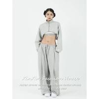 ราคา Women s Short Jacket and Pants Set ผู้หญิงเสื้อแจ็กเก็ตสั้นมีซิปและกางเกงขายาวทรงเข้ารูปสำหรับชุด (55904538073)