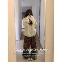 ราคา Camouflage Star Print Trousers ผู้หญิงพิมพ์ลายดาวสไตล์เรโทรลำลองสำหรับกางเกงขายาวเอวสูงลายพราง (50204289010)