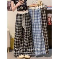 ราคา Women s Lace Drawstring Plaid Trousers กางเกงขากว้างผูกเชือกลายสก็อตสำหรับผู้หญิงในช่วงฤดูร้อน (44365455255)