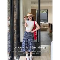 ราคา Summer Casual Retro Plaid A line Skirt กระโปรงทรงเอเอวสูงลายสก็อตสีตัดกันสไตล์ย้อนยุคสำหรับผู้หญิงสไตล์เกาหลี (42116890431)
