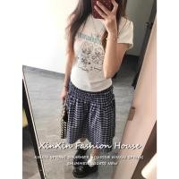 ราคา Summer Casual Retro Plaid A line Skirt กระโปรงทรงเอเอวสูงลายสก็อตย้อนยุคสำหรับผู้หญิงในช่วงฤดูร้อน (40816869442)