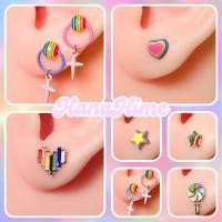ราคา HanaHime earrings Rainbow Collection ต่างหูก้านเงิน s925 แพ้ง่ายใส่ได้ ต่างหูสายรุ้ง น่ารัก (44404539398)