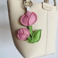 ราคา พวงกุญแจสไตล์หวาน ทำจากหนังคุณภาพดี สีชมพูลายดอกทิวลิป สำหรับรถยนต์ และเป็นของขวัญที่สวยงาม (52104924977)
