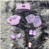 ราคา เสื้อผ้าเดียวไม่รวมตุ๊กตา ตุ๊กตาผ้าฝ้ายสีม่วงโชคดีถักหมวกกางเกงชุดด้านบน 17 ซม เสื้อผ้าตุ๊กตาไวนิล (47505501035)