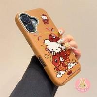 ราคา ปีใหม่น่ารักปลาคาร์พหนัง PU เคสโทรศัพท์สําหรับ OPPO A6 A5X A5 A5i Pro A80 A60 A40 A40M A3 Pro A3X A79 5G 4G ฝาหลังสีแดง Hello Kitty กันกระแทกปลอกนุ่ม (55904005911)