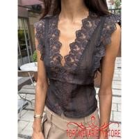 ราคา เสื้อ tank top หญิง ทรง deep v ตัดเย็บจากเนื้อผ้าลูกไม้ มีการประดิดประดอยแบบแพทช์เวิร์ค สไตล์เสื้อกั๊กสำหรับฤดูร้อน (51157488214)