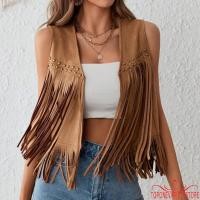 ราคา Topone ชุดแขนกุดสไตล์ฮิปปี้ เปิดด้านหน้า แจ็กเก็ตวินเทจสำหรับผู้หญิง (49703042934)