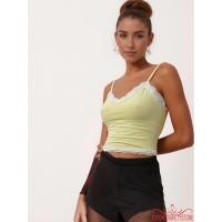 ราคา Camisoleแขนกุดเปิดหลังสำหรับฤดูร้อน Trim ลูกไม้แบบ slim cropped tank top (48753945313)
