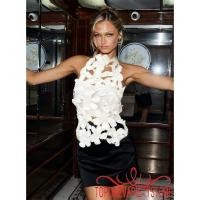 ราคา Topone Women Flower Halter Top Cutout Backless Crop Top Summer Beach Party Trending Top (44429115228)