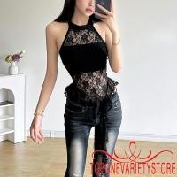 ราคา เสื้อกล้ามลูกไม้ผู้หญิงแบบ Tie Up Halter คอเปิดหลัง สไตล์ลำลอง สำหรับฤดูร้อน (55557009150)