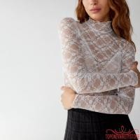 ราคา Topone เสื้อยืดแขนยาวผู้หญิงคอเต่าลูกไม้เชียร์เสื้อพื้นฐานเสื้อสวมหัวลําลอง (23989938551)