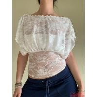 ราคา Topone Women Lace Top Crew Neck Short Sleeve Buttons Solid Summer Sheer T shirt (51902126990)