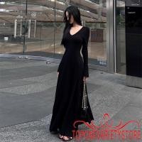 ราคา กระโปรงยาวสำหรับผู้หญิงแบบ flare แขนยาว ดีไซน์เรียบหรูทรง A line (43426190784)