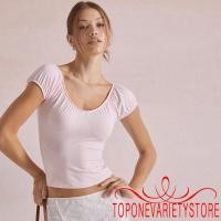 ราคา Topone Women Summer Crop Tops เสื้อยืดคอวีแขนสั้นสีทึบ (41601808339)