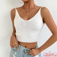 ราคา เสื้อ camisole สตรี สไตล์สปาเก็ตตี้ V neck แขนกุด ลายเรียบ สำหรับฤดูร้อน (41461721507)