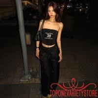 ราคา ท็อปวันสำหรับผู้หญิง ฤดูร้อน แบบท่อบนไม่มีสาย โชว์หนังเปลือยพร้อมตัวอักษร พิมพ์บนเสื้อกั๊ก (40806841585)