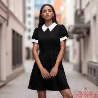 ราคา Topone Women Gothic Dresses A Line Stylish Lapel Neck Short Sleeve Mini Dress (52500970311)