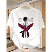 ราคา เสื้อยืดแขนสั้นผู้ชายฤดูร้อน ลาย Black Rose และ Red Butterfly Wings สตรีทแวร์และแฟชั่นลำลอง (55356414809)