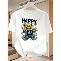 ราคา เสื้อยืดแขนสั้นฤดูร้อนผู้ชาย Happy Money Bear เหมาะสำหรับกิจกรรมกลางแจ้งและสไตล์สตรีท (51106418012)