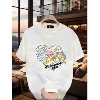 ราคา เสื้อยืดแขนสั้นฤดูร้อน Dolphin Rainbow Heart เหมาะสำหรับกิจกรรมกลางแจ้งและแฟชั่นลำลอง (54458117375)